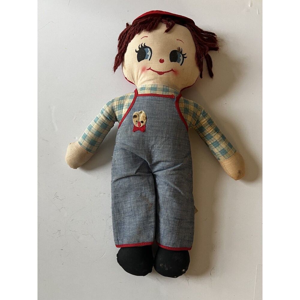 Vintage Knickerbocker Joy Of A Toy Dolls of Distinction Boy Rag Doll Overalls